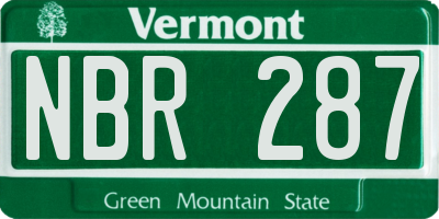 VT license plate NBR287