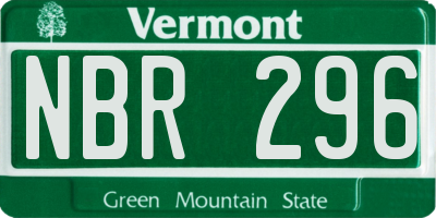 VT license plate NBR296