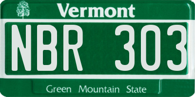 VT license plate NBR303