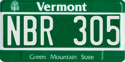 VT license plate NBR305