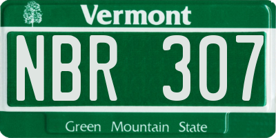VT license plate NBR307