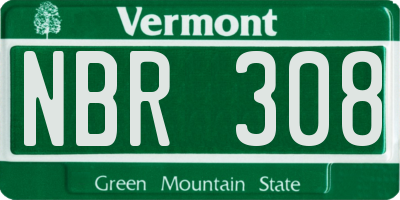 VT license plate NBR308