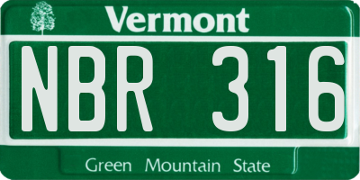 VT license plate NBR316