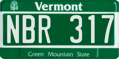 VT license plate NBR317