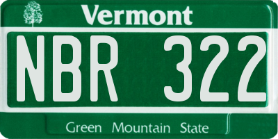 VT license plate NBR322