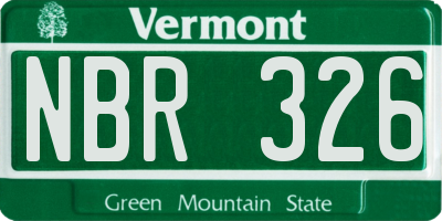 VT license plate NBR326