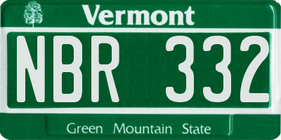 VT license plate NBR332