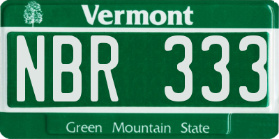 VT license plate NBR333