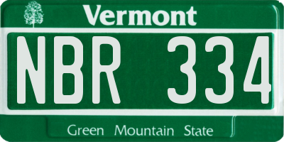 VT license plate NBR334