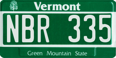 VT license plate NBR335