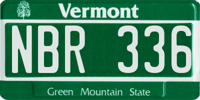 VT license plate NBR336