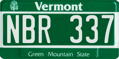 VT license plate NBR337