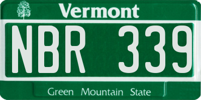 VT license plate NBR339