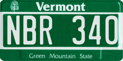 VT license plate NBR340