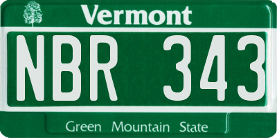 VT license plate NBR343