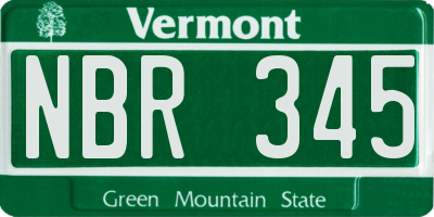 VT license plate NBR345