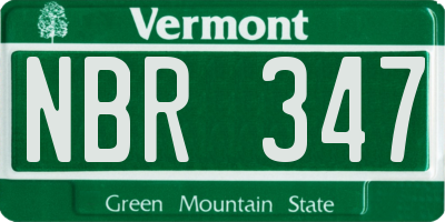 VT license plate NBR347