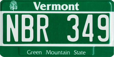 VT license plate NBR349