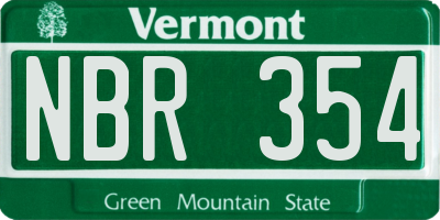 VT license plate NBR354