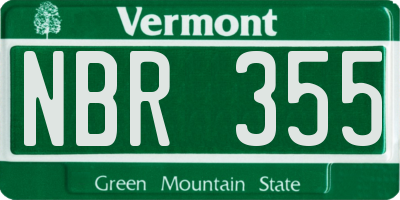 VT license plate NBR355