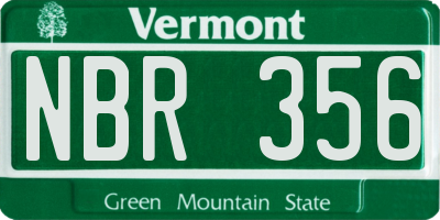 VT license plate NBR356