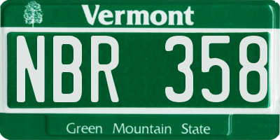 VT license plate NBR358