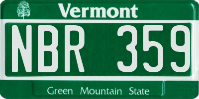 VT license plate NBR359