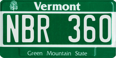 VT license plate NBR360