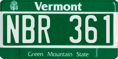VT license plate NBR361