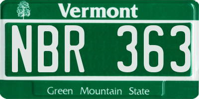 VT license plate NBR363