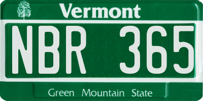 VT license plate NBR365