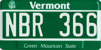 VT license plate NBR366