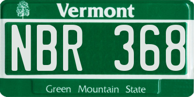 VT license plate NBR368