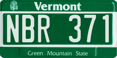 VT license plate NBR371