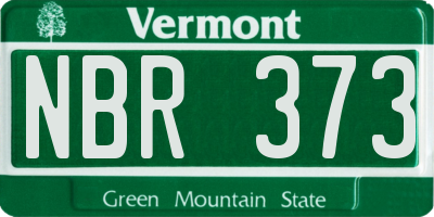 VT license plate NBR373