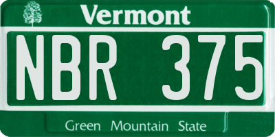 VT license plate NBR375