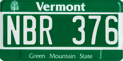 VT license plate NBR376