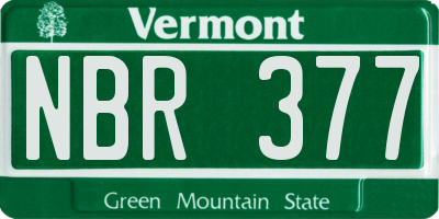 VT license plate NBR377
