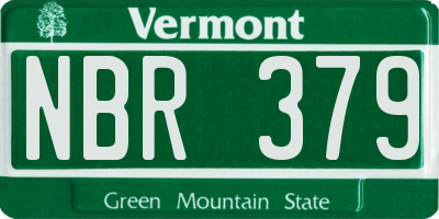 VT license plate NBR379