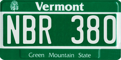 VT license plate NBR380