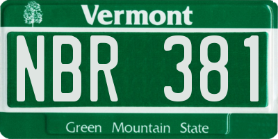 VT license plate NBR381