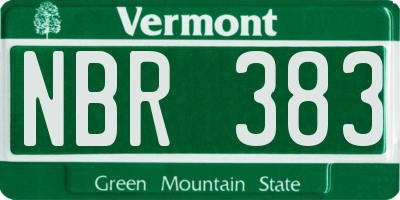 VT license plate NBR383