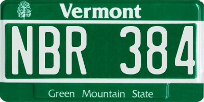 VT license plate NBR384