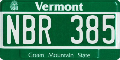 VT license plate NBR385