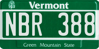 VT license plate NBR388
