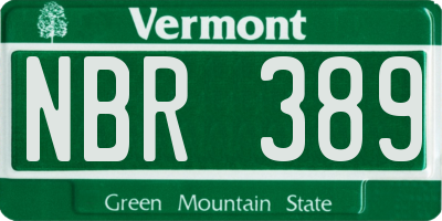 VT license plate NBR389