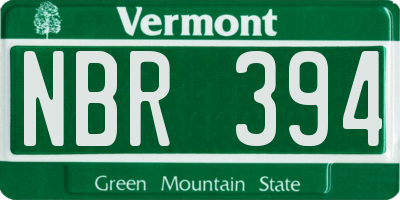 VT license plate NBR394