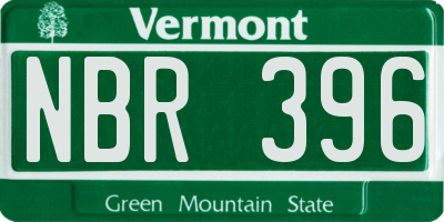 VT license plate NBR396