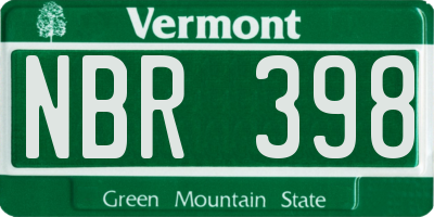 VT license plate NBR398