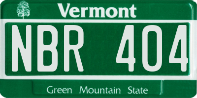 VT license plate NBR404
